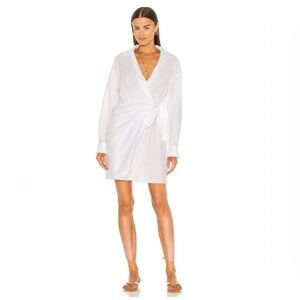 NWT VINCE Long Sleeve White Wrap Shirt Dress Size Small
